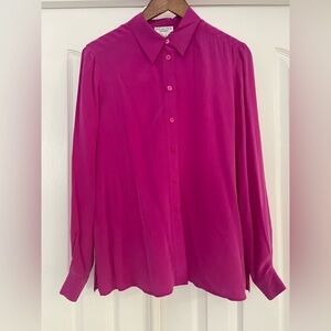 Silk Fuchsia Button-Down 100% silk Shirt